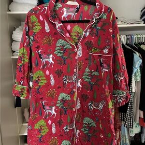 Printfresh Red Unicorn Print Pajama Dress